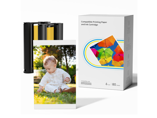 Compatible with Liene Amber M100/M110 4x6' 80 Photo Paper & 2 Ink Cartridge 80 Sheets Paper and Ink Refill for Amber M100/M200/M110/M210...