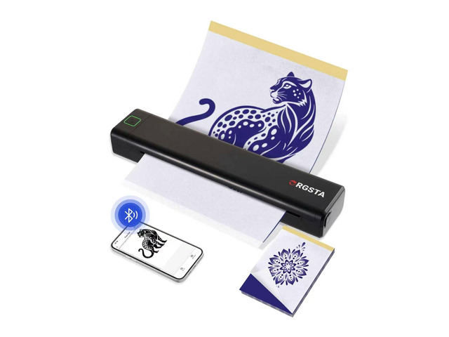 Tattoo Stencil Printer, Tattoo Printer with 10 Transfer Paper S008 Wireless Thermal Tattoo Machine, Compatible with Phone/Tablet/PC, for Tattooing...