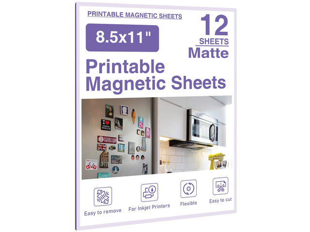 12 Pcs Printable Magnetic Sheets 8.5x11 Inches Matte Magnet Paper Sheet Non Adhesive Magnetic Paper for Inkjet Printers, Flexible Magnet Photos for...