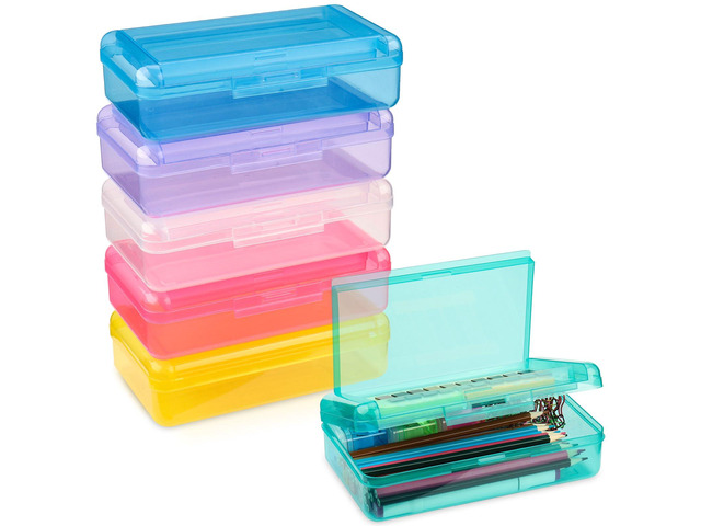 Pencil Box, Large Capacity Pencil Boxes 2 Compartments, Hard Pencil Case with Snap-tight Lid, Plastic Storage Organizer Box for Girl Boy (Clear,...