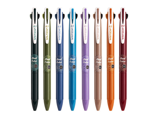 Retractable Gel Ink Pens: Multi Colored 2 in 1 Colorful Click Pens Assorted Color 8ct Extra Fine Point Tip 0.5mm Journaling Smooth Writing Note...