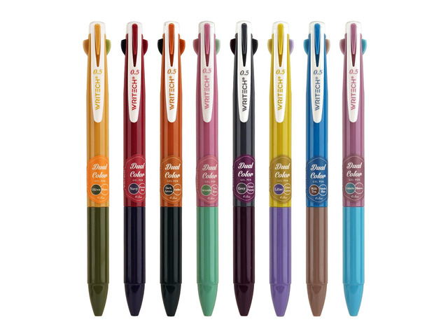 Retractable Gel Ink Pens: Multi Colored 2 in 1 Colorful Click Pen Assorted Color 8ct Extra Fine Point Tip 0.5mm Journaling Smooth Writing Note...