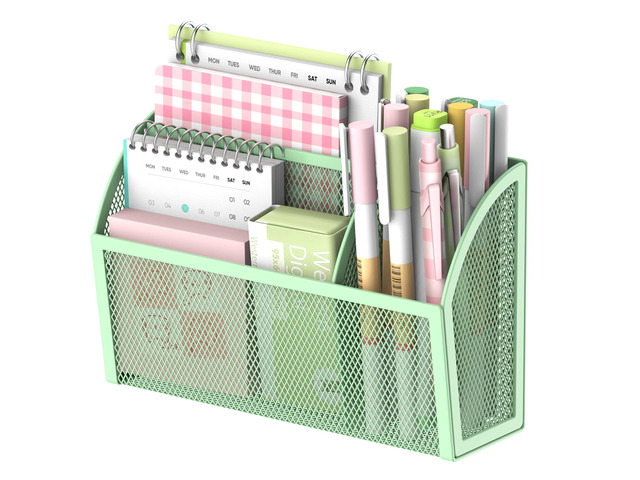 3-Grid Magnetic Pencil Holder, Strong Magnet Locker Organizer, Mint Green Mesh Magnetic Shelf, Marker Holder Perfect for Whiteboard, Refrigerator...