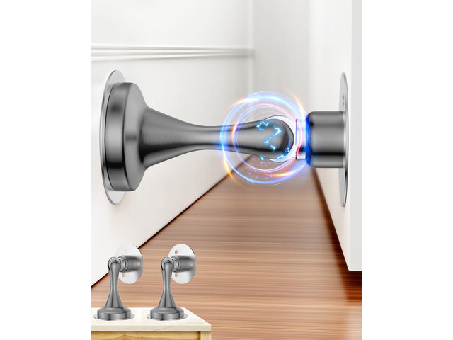 Door Stoppers Magnetic Door Catch, Stainless Steel Magnetic Door Stop 2 Pack, Double-Sided Adhesive Tape, No Drilling, Screws for Stronger Mount,...