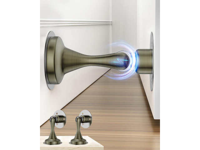 Door Stoppers Magnetic Door Catch, Stainless Steel Magnetic Door Stop 2 Pack, Double-Sided Adhesive Tape, No Drilling, Screws for Stronger Mount,...