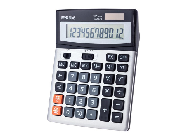Desk Calculator 12 Digit Extra Large LCD Display Calculators, Dual Solar Power and Battery, Battery Included, Metal Panel Comfort Button Calculator...