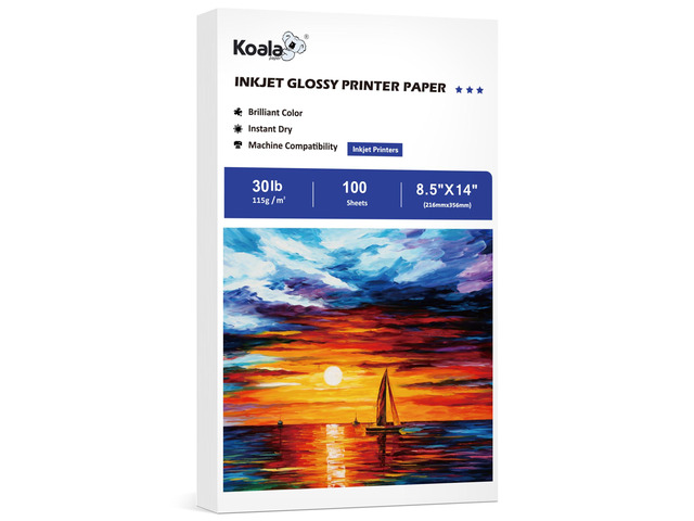 Glossy Thin Inkjet Paper 8.5x14 Inches 100 Sheets 30LB Legal Size for DIY Chip Bags Compatible with Inkjet Printer Use Dye Ink 115gsm