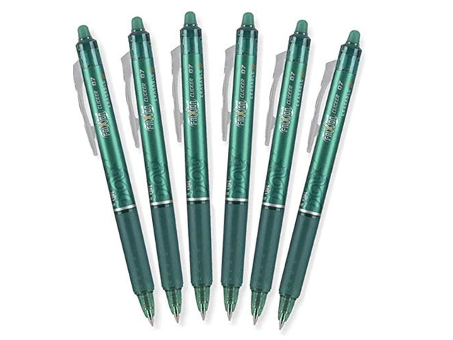 FriXion Clicker Retractable Erasable Gel Pens, Fine Point, 6 Pack (Green)