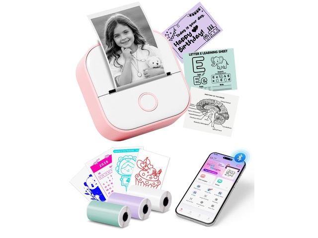 Sticker Printer, T02 Portable Mini Printer Gifts for Teen Girls Sticker Maker Machine Mini Thermal Printer, Bluetooth Label Printer Photo Printer...