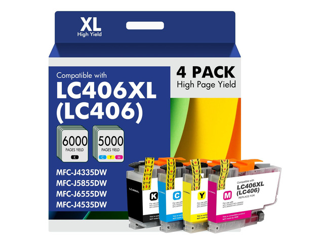 LC406 LC406XL Ink Cartridges for Brother Printer MFC-J5855DW MFC-J4335DW Compatible for 406XL LC 406 XL for Brother MFC-J6555DW MFC-J4535DW...
