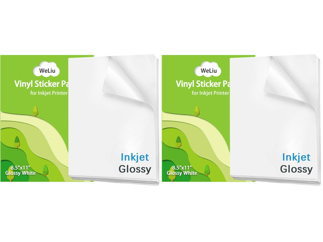 Printable Vinyl Sticker Paper for Inkjet Printer - Glossy White - 21 Waterproof Decal Paper Self-Adhesive Sheets 8.5'x11'- Dries Quickly and Holds...