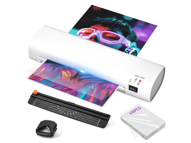 9 Inch Portable Laminator Machine with 40 Laminating Sheets and Trimmer A4 Cold & Thermal Laminator, Laminating Machine with ABS Jam-Release for...