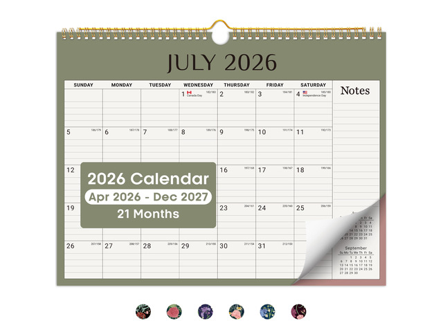 Calendar 2026-2027, Apr 2026-Dec 2027, Wall Calendar, 14.7' x 11.5' 21-Month Monthly Calendar with Twin-Wire Binding for Home & Office Planning and...