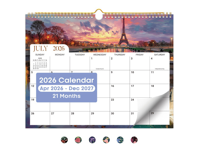 Calendar 2026-2027, Apr 2026-Dec 2027, Wall Calendar, 14.7' x 11.5' 21-Month Monthly Calendar with Twin-Wire Binding for Home & Office Planning and...