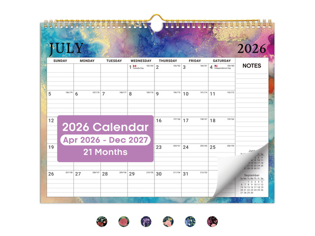Calendar 2026-2027, Apr 2026-Dec 2027, Wall Calendar, 14.7' x 11.5' 21-Month Monthly Calendar with Twin-Wire Binding for Home & Office Planning and...