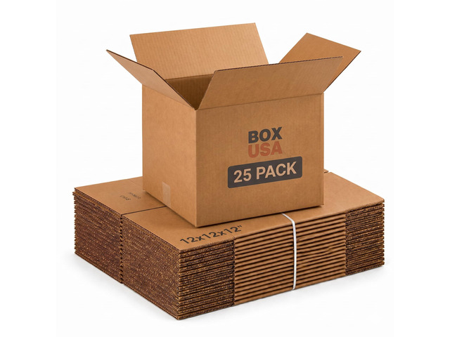 Cube Shipping Boxes 12'L x 12'W x 12'H (25-Pack) - Small Corrugated Cardboard Packaging Boxes for Shipping, Packing, Moving, and Storage at Home,...