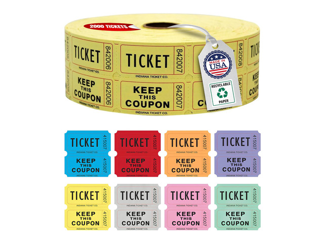 Raffle Tickets Roll, 50/50, Yellow, 2000 Tickets per Roll Made in USA Premium raffle tickets roll, ideal for 50/50 raffles, fundraisers, door...