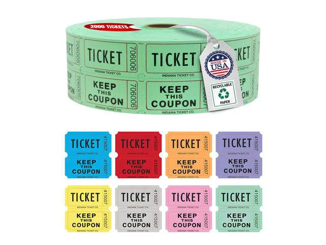 Raffle Tickets Roll, 50/50, Green, 2000 Tickets per Roll Made in USA Premium raffle tickets roll, ideal for 50/50 raffles, fundraisers, door...