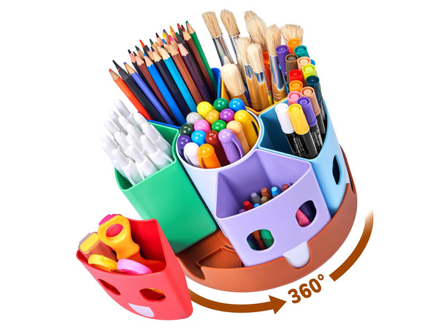 Rotating Art Supply Organizer, Lazy Susan Caddy, Small Rotating organizer keeps markers, crayons and craft supplies visible and easy to reach on...
