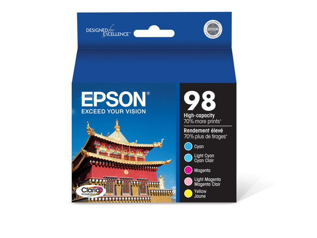 98 Claria Hi-Definition Ink High Capacity 5 Color Cartridge Combo Pack (T098920) Works with Artisan-700, 710, 725, 730, 800, 810, 835, 837