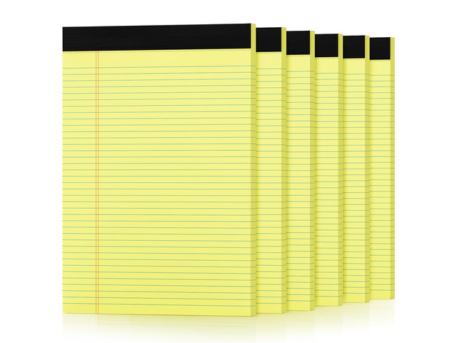 6 Pack Yellow Legal Pads 8.5 x 11, College Ruled Lined Writing Note Pads Narrow Ruled Yellow Paper Pads 8.5x11 Legal Pad 8.5x11 Pads of Paper 30...