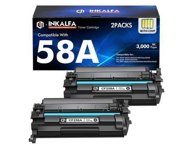 CF258A 58A Toner Cartridge Black for HP 58X M404n M404dn M428fdw 2 Pack Compatible Replacement for HP 58A CF258A CF258X for HP LaserJet Pro MFP...