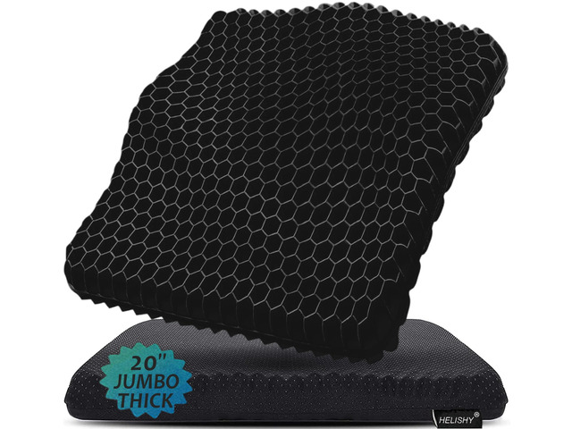20' Gel Seat Cushion for Long Sitting(Jumbo & Thick) Office Chair Cushion Wheelchair Cushions for Pressure Sores Non-Slip Desk Chair Car Seat...