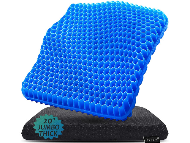 20' Gel Seat Cushion for Long Sitting(Jumbo & Thick) Office Chair Cushion Wheelchair Cushions for Pressure Sores Non-Slip Desk Chair Car Seat...