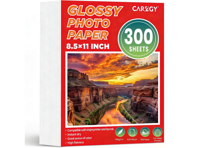 300 Sheets Glossy Photo Paper 8.5 x 11 Inches, Inkjet Photo Printer Paper,Compatible with Inkjet Printer Use Dye Ink,Professional Picture...