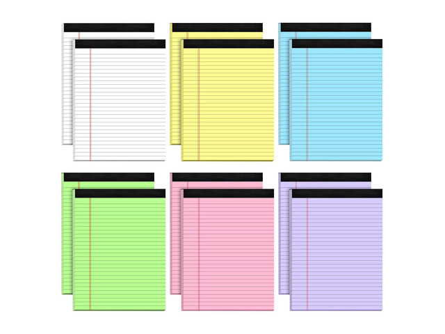 Legal Pads 8.5 x 11 Wide Ruled - Note Pads 30 Sheets/Pad - 20lb Colored Notepad Paper - Perforated Notepad with Sturdy Back - Pink, Purple, Yellow,...
