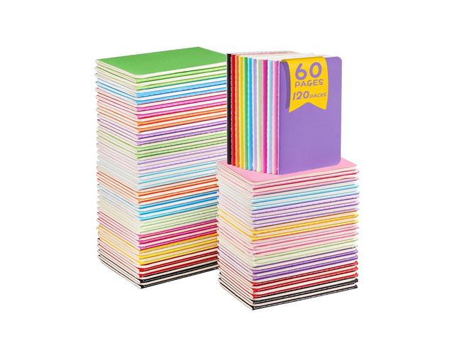 Small Lined Notepads Bulk 120 Pack (30 Sheets/60 Pages) Mini Journal Pocket Notebooks Set Colorful Cover Notebooks for Kids 3.5 x 5.5 Inches