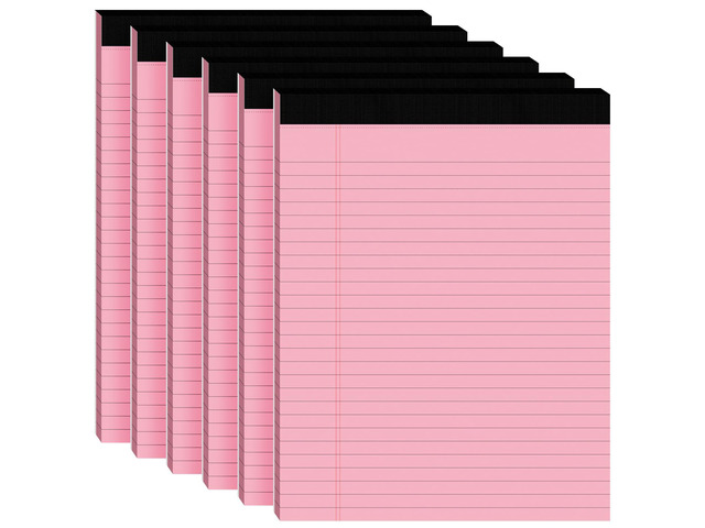 6pcs Legal Pads 8.5 x 11, Pink Notepads 8.5 x 11 In, Perforate Wide Ruled 30 Sheets/Pack, Pink Note Pads Clear Print Writing Pads of Paper, Legal...