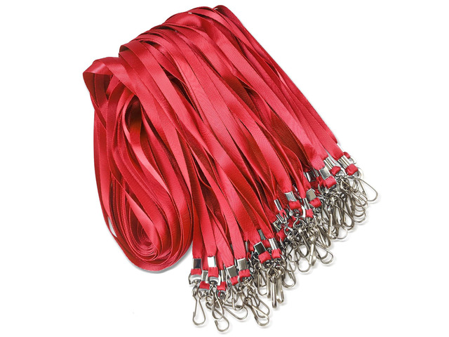 100 Pack Red Lanyard Bulk Lanyard for ID Badge Holder Flat Lanyard with Swivel Hook and Badge Clip