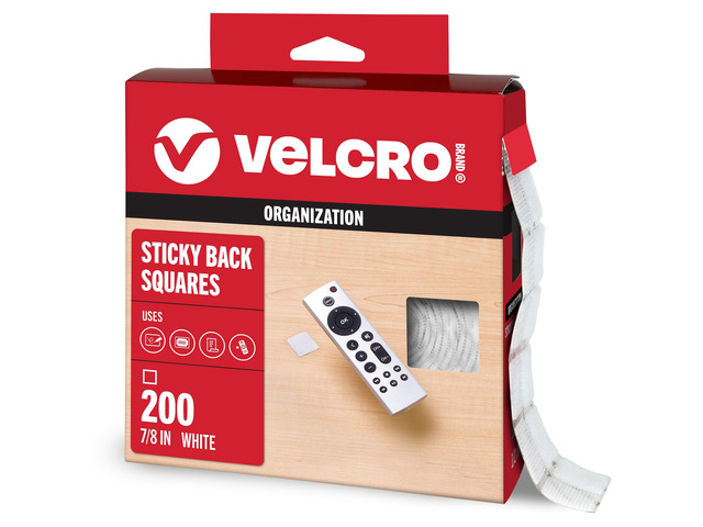 Brand Mounting Squares with Adhesive, White, 7/8 in, 200 Pk Sticky Back Square Dots, Hook And Loop Tabs For Teacher Supplies, Office Organization,...