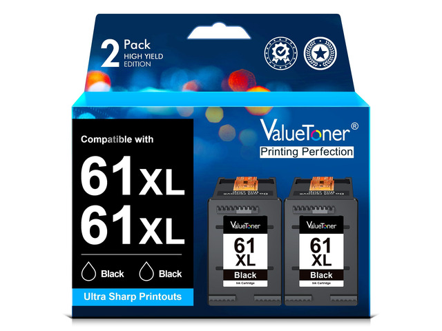 61XL 61 Ink Replacement for HP 61 Black Ink Cartridge High Yield Work with HP Envy 4500 4501 4502 5530 Deskjet 3050 3510 1000 1050 1056 1510 1010...