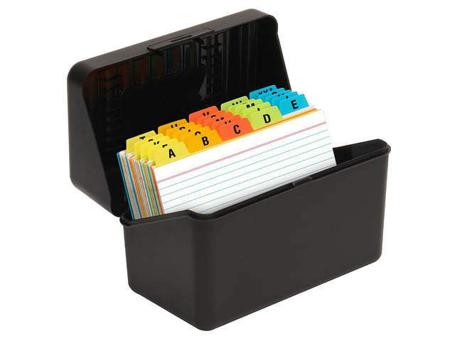 4x6 Index Card Holder with 100 Index Cards and 25 Dividers, Black 4x6 Inch Plastic Box, Heavyweight 4x6 Index Cards, Plastic 4x6 Index Card...