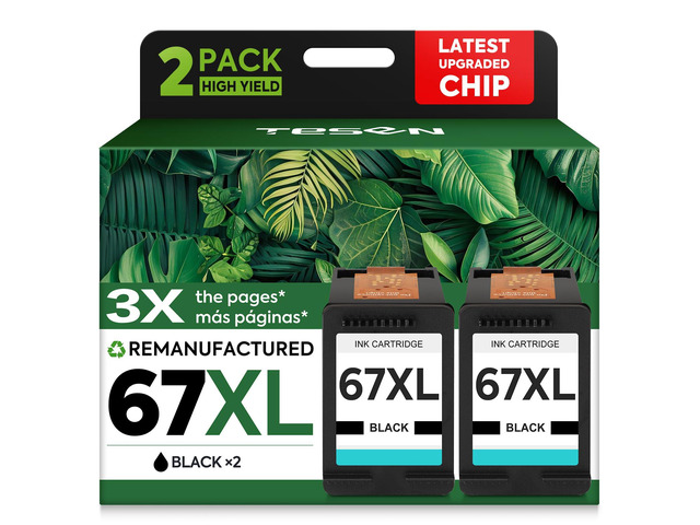 67 Ink Cartridge Compatible for HP 67xl 2755e Printer Ink, Black 2-Pack use For 2700 2700e 2755e 2855e 2800 4155e 4255e 4100 Printers