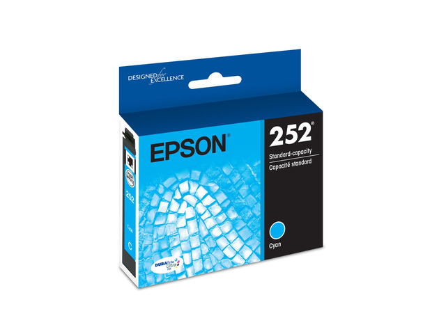 252 Genuine Ink Standard Capacity Cyan Cartridge T252220 Works With WorkForce WF-3620 WF-3640 WF-7110 WF-7210 WF-7610 WF-7620 WF-7710 WF-7720 Printers