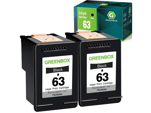 63 Black Ink Cartridges High Yield for 63 Ink Cartridge, 2-Pack Replacement for HP 63 Ink for OfficeJet 3830 4650 5200 5255 5258 Envy 4510 4512...