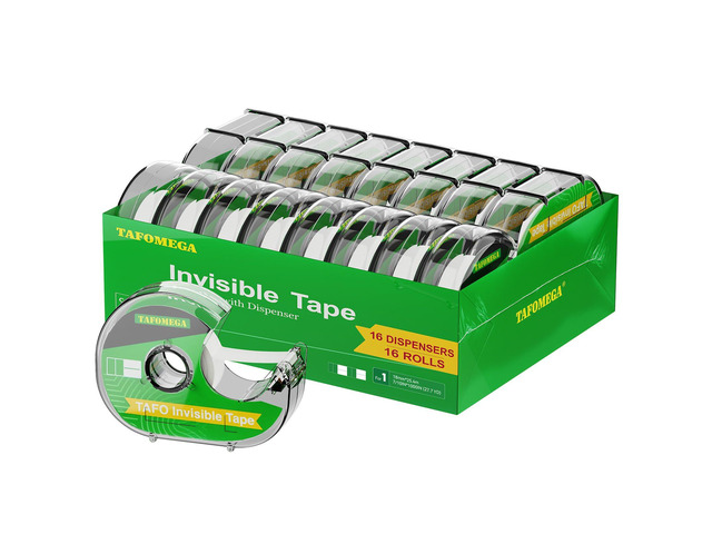 Invisible Tape with Dispenser, 0.7' x 1000', 16 Pack, for Craft & Office Clear Tape Gift Wrapping, Frosted Writable Transparent Tape for School