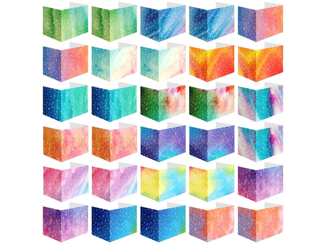 30 Pcs Privacy Folders for Students Desk,Watercolor,Stylish Color Trifold Desk Dividers for Classroom, Colored Privacy Partition Folders for...