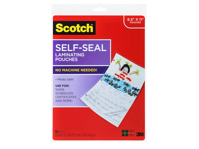 Self-Seal Laminating Pouches, 9.0 in x 11.5 in Letter Size, Easy to Use and No Laminator Needed, 10 Pack