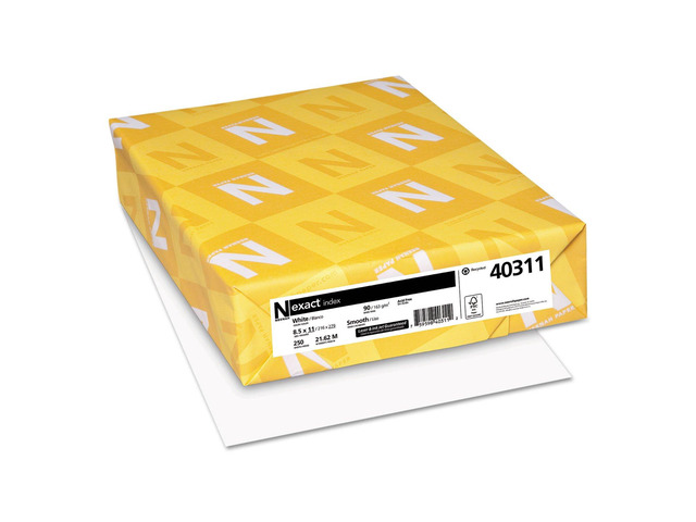 Paper 40311 Exact Index Card Stock, 90lb, 94 Bright, 8 1/2 x 11, White, 250 Sheets, (Pack of 1)