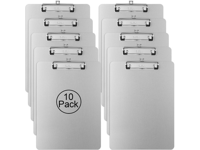 Metal Clipboards, 10 Pack Heavy Duty Aluminum Clipboards 12 x 9 Inches, A4 Letter Sizer Document Holder with Low Profile Clip, Suitable for School,...