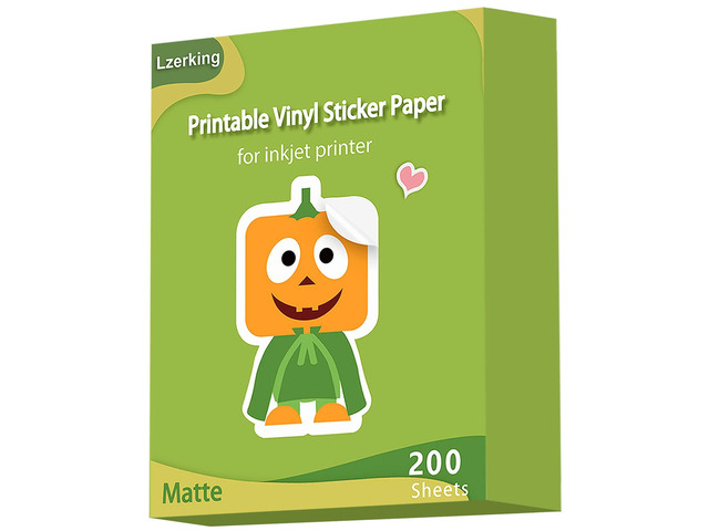 Matte Printable Vinyl Sticker Paper 200 Sheets, Waterproof White Sticker Paper for Inkjet & Laser Printers, Bulk 8.5' x 11' for DIY, Labels & Small...