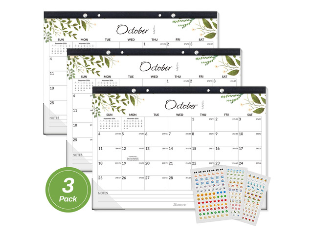 Desk Calendar 2026-2027 3 Packs - 18 Month Calendar Oct 2026 - Mar 2028, 17' x 12' Desktop Calendar with Notes, for Planning, Organizing in Family,...