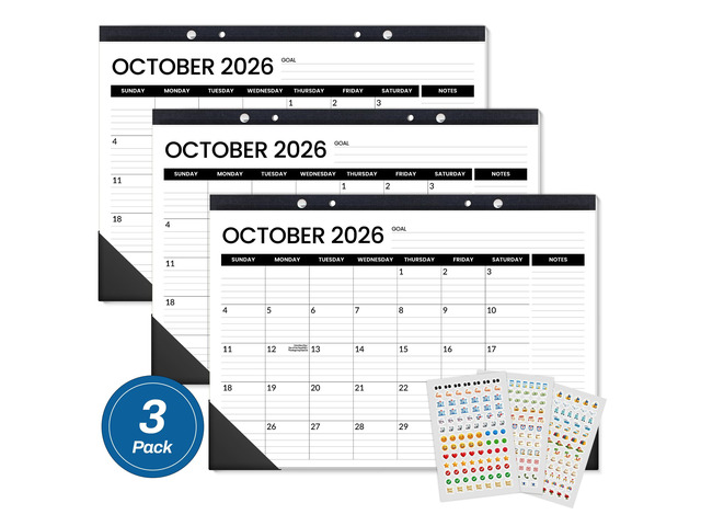 Desk Calendar 2026-2027 3 Packs - 18 Month Calendar Oct 2026 - Mar 2028, 17' x 12' Desktop Calendar with Notes, for Planning, Organizing in Family,...