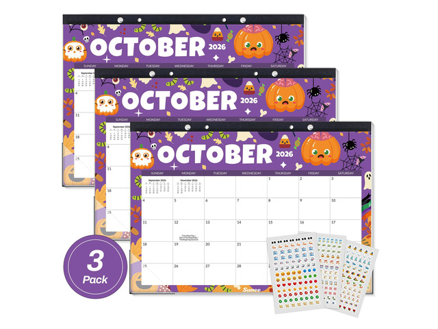Desk Calendar 2026-2027 3 Packs - 18 Month Calendar Oct 2026 - Mar 2028, 17' x 12' Desktop Calendar with Notes, for Planning, Organizing in Family,...