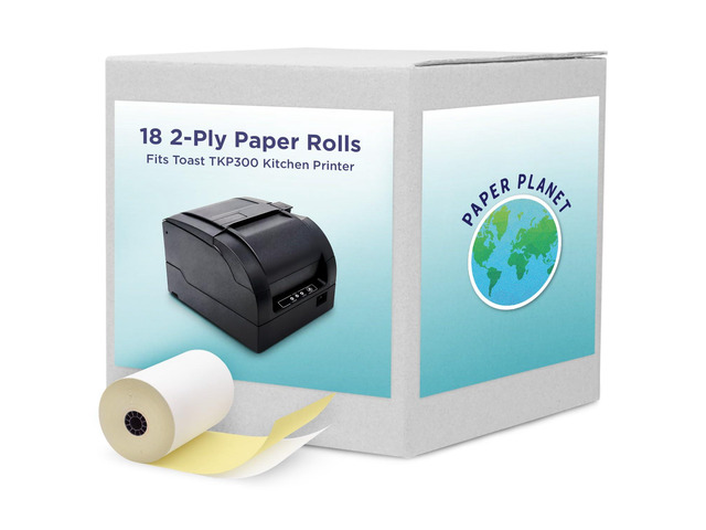 2-Ply Paper for Toast Kitchen Printer TKP300 18 Rolls 2-Ply White/Yellow Carbonless Paper, Compatible with Toast Kitchen Printer, Fits TKP300...