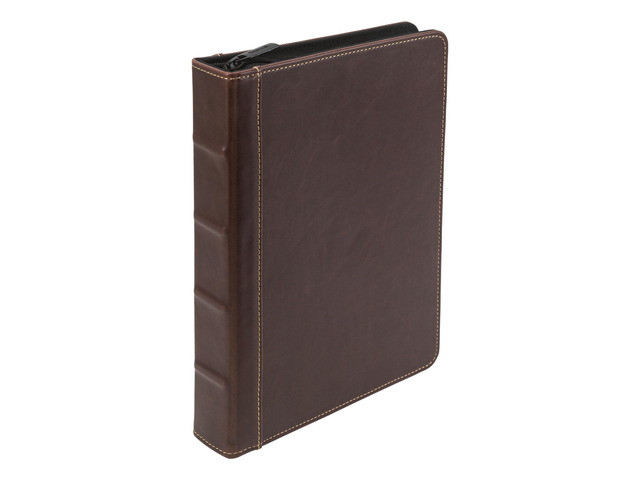 Vintage Leather Mini 3 Ring Zipper Binder, 1 Inch Round Ring Capacity (Holds 200 Sheets), 5.5 x 8.5 Inch Documents, Notebook Organizer, Planner,...